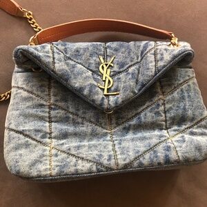 YSL denim medium puffer purse